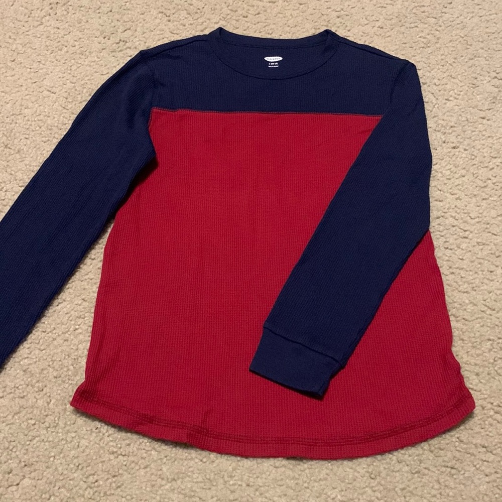 Old Navy Boys Long Sleeve Navy Blue/Maroon Thermal T